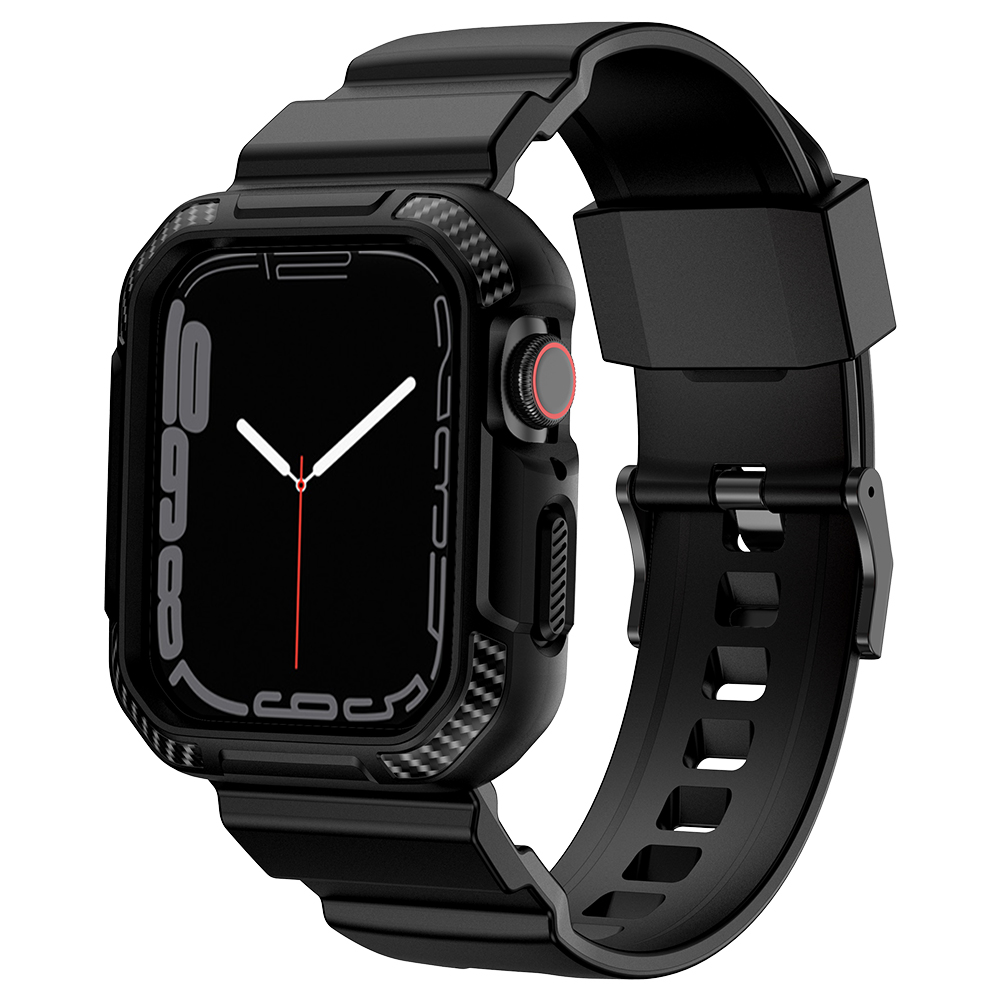 Ốp Case bảo vệ tích hợp dây đeo Vân Carbon cho Apple Watch Series 1/2/3/4/5/6/SE/7/8/9/SE2 Size 38/40/41mm & 42/44/45mm - Hàng Chính Hãng