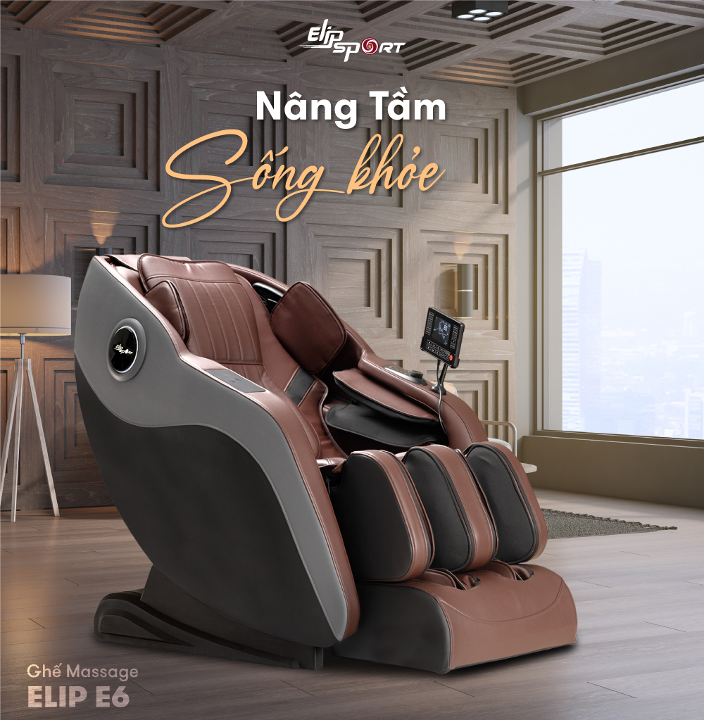 Ghế Massage ELIP E6 - Công nghệ massage 4D Plus, Trục SL ôm sát cơ thể, 12 bài massage tự động, Massage xoa ấn huyệt gót chân