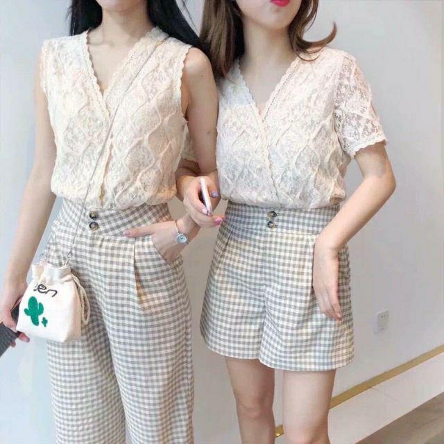 SET ÁO REN QUẦN CARO HÀNG CAO CẤP