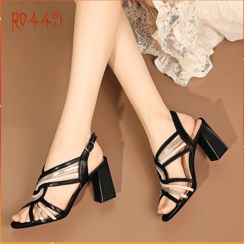 Giày cao gót nữ đẹp đế vuông 7 phân hàng hiệu rosata màu đen ro449 - HÀNG VIỆT NAM CHẤT LƯỢNG QUỐC TẾ