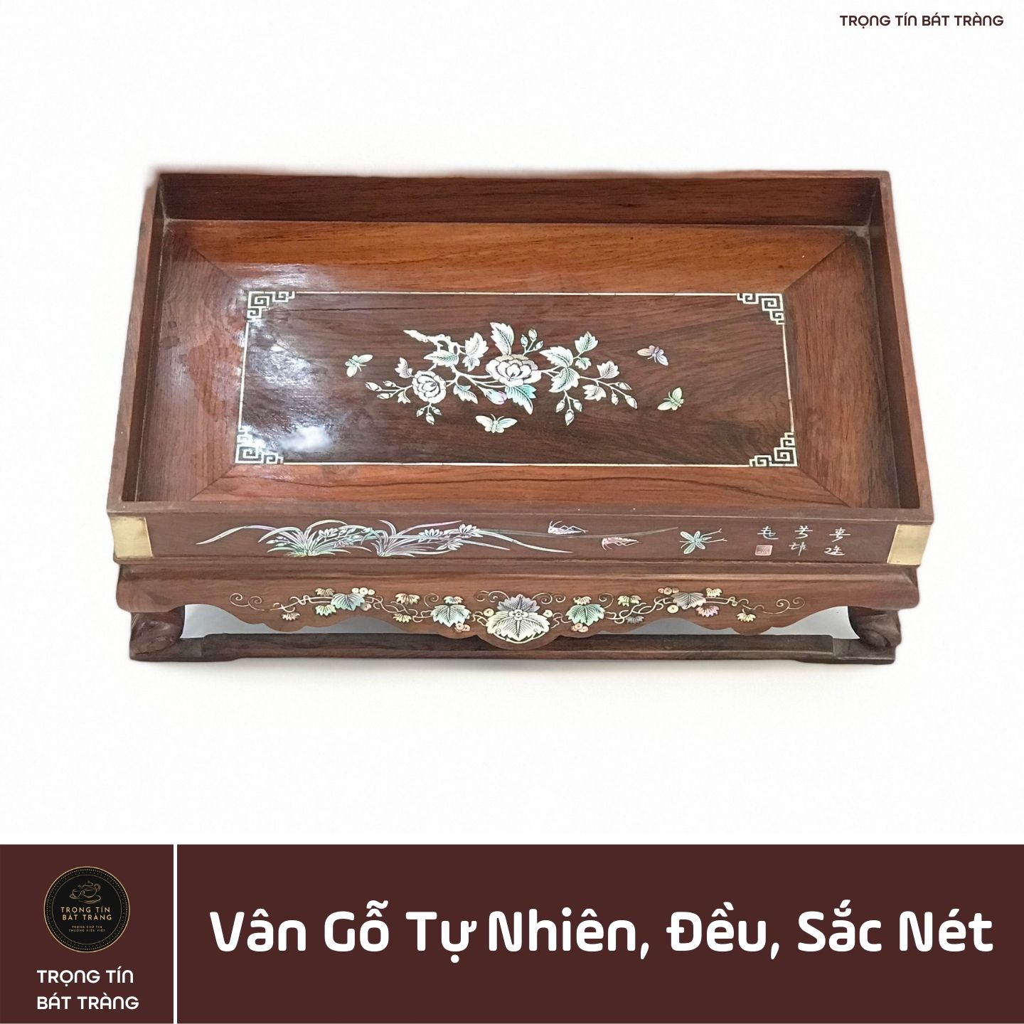Khay Trà Gỗ Cẩm Hình Chữ Nhật Kích Thước 35*20,5*11 cm KT 81