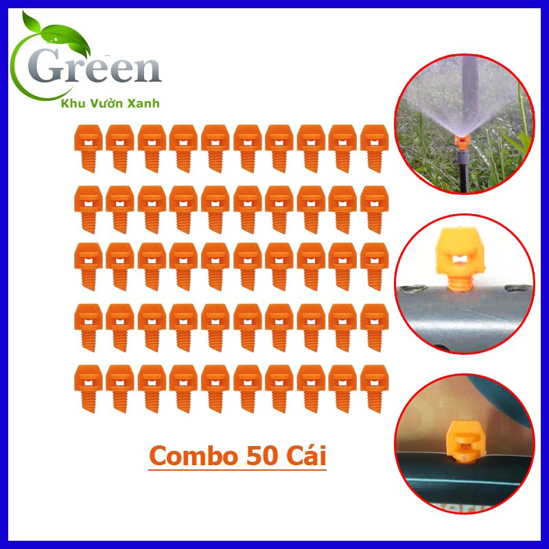 Combo 50 Cái Béc Bọ Tưới Cây Màu Cam Họng Phun 1.6 Ly