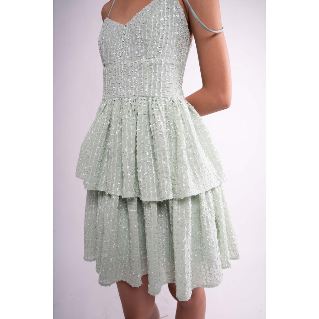OLALASTUDIO đầm dây xanh mint cúp ngực 2 tầng Renee