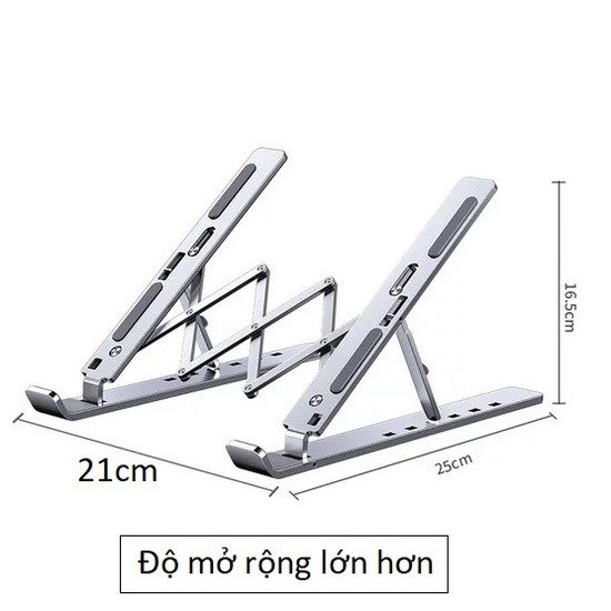 Giá Đỡ Laptop Nhôm Gấp Gọn, Tăng Giảm Độ Cao Linh Hoạt, Đế Tản Nhiệt Máy Tính