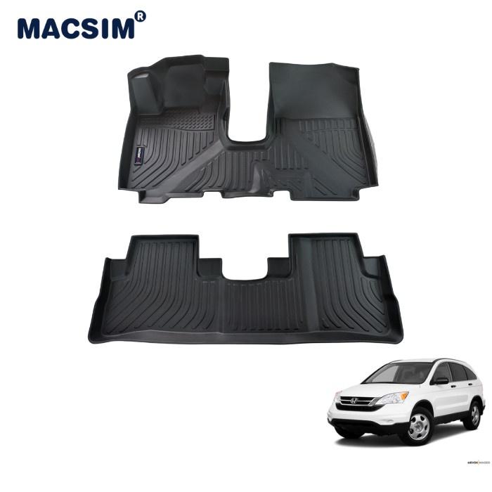 Thảm lót sàn xe ô tô Honda CRV 2007-2012 Nhãn hiệu Macsim chất liệu nhựa TPE cao cấp màu đen