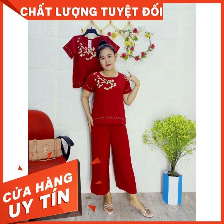 Bộ Trung Niên 9 Tấc Thêu Hoa Cao Cấp