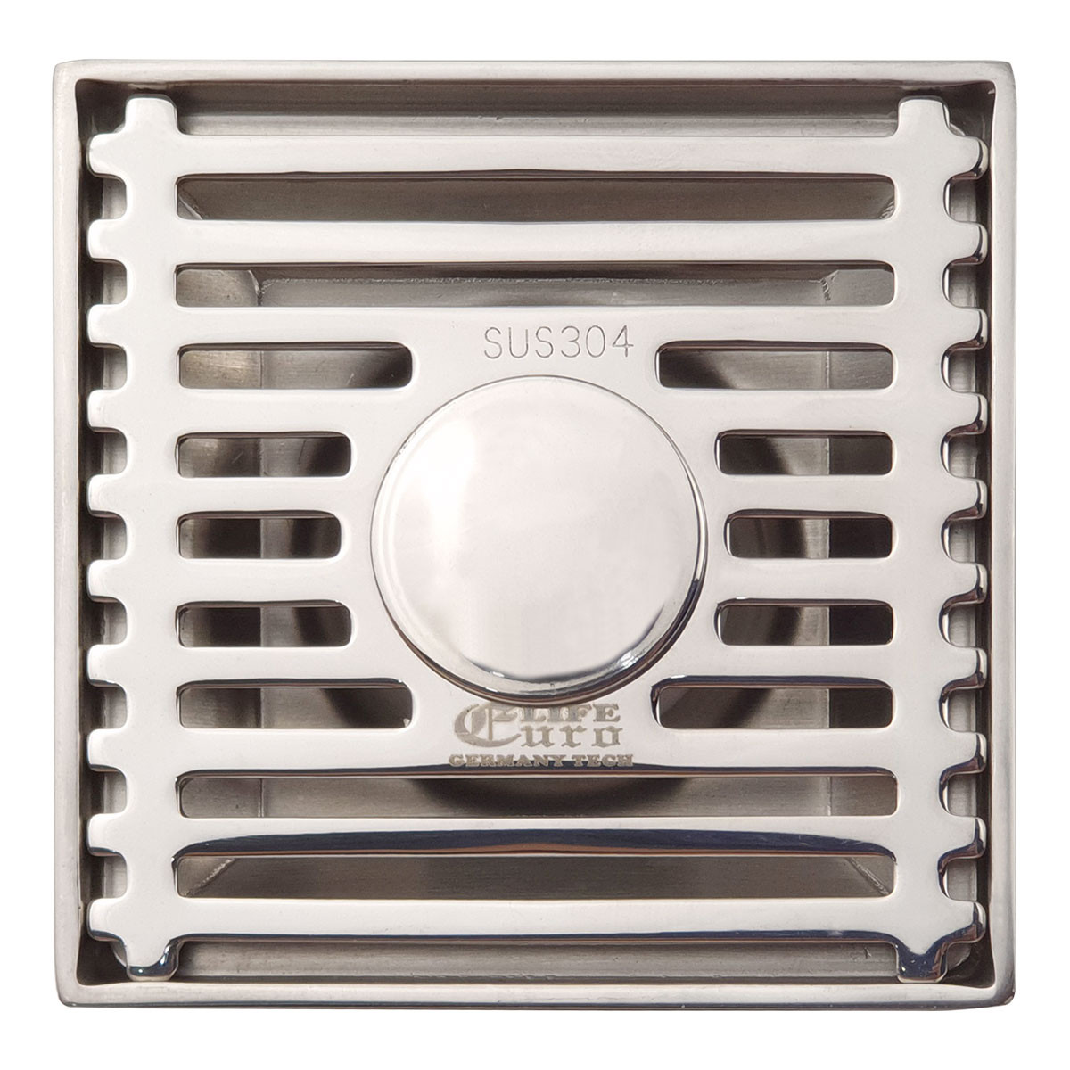 Phễu thu sàn, thoát sàn chống hôi có đường thoát cho máy giặt Inox SUS 304 10X10cm Eurolife EL-HG05