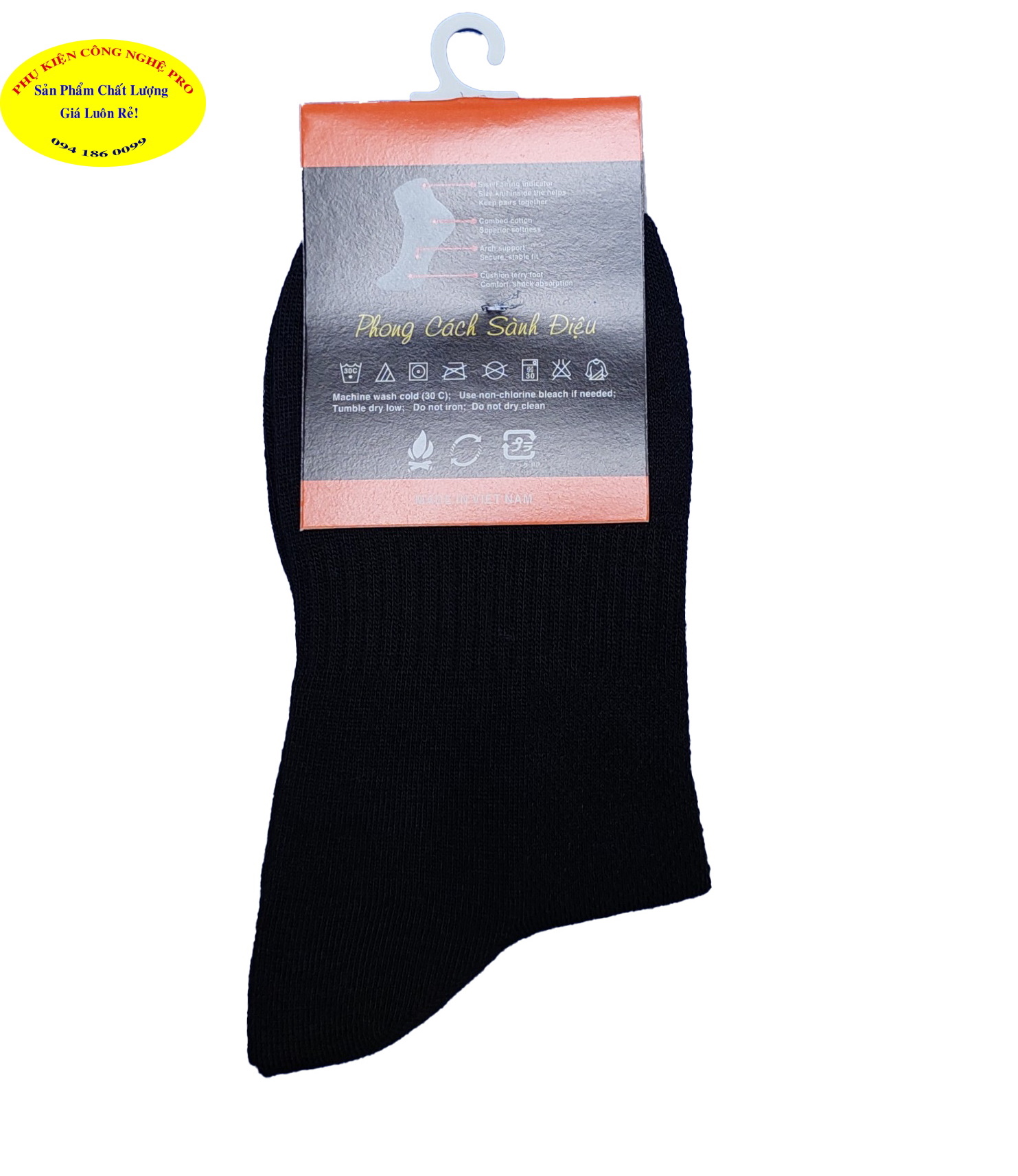 TẤT VỚ NAM Loại cổ cao Dài 33cm Không in chữ Thương hiệu HÀNG VIỆT SOCKS Chất liệu thun cotton, co giãn, Thoáng mát