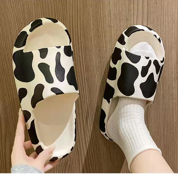 Dép bánh mì Ulzzang đế 5 cm bò sữa ngựa vằn màu loang đi chơi đi trong nhà tiện lợi giá rẻ cho nam nữ êm chân