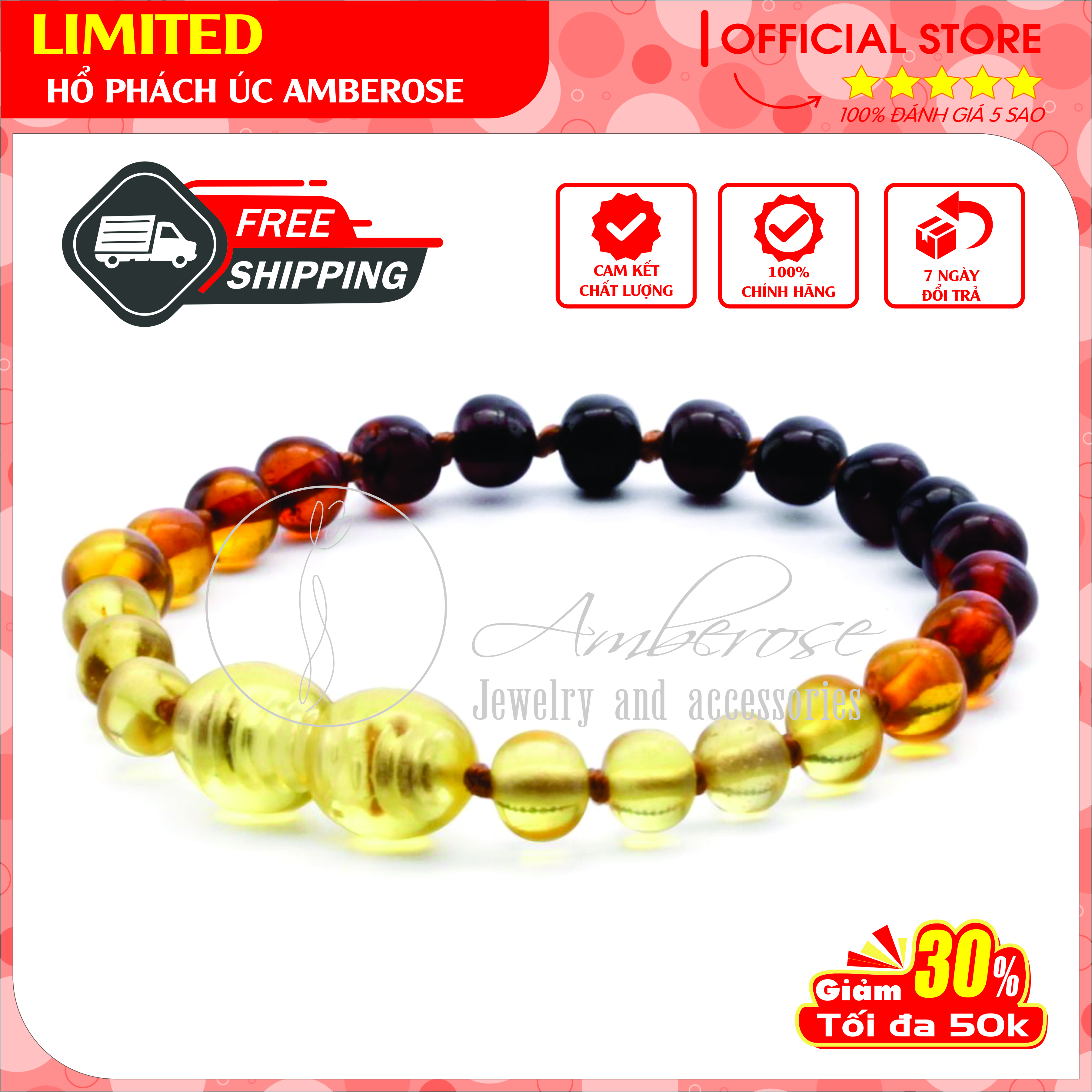 Bộ Vòng Hổ Phách Amber Úc Cho Bé 0 - 10 tuổi SVABCVCV