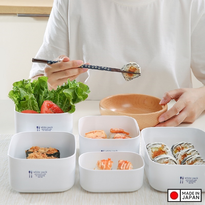 Set 02 hộp đựng thực vuông White Pack 190ml - Made in Japan