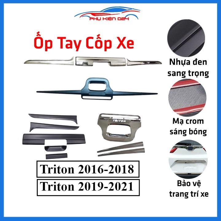 Ốp tay mở cốp mạ Triton 2019-2020-2021, 2016-2017-2018 hai màu đen, mạ crom trang trí xe chống va đập hiệu quả