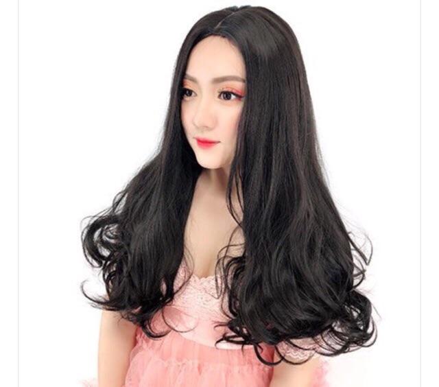 Tóc giả 2 mái xoăn nhẹ đuôi- tặng lưới chùm tóc- hình thật