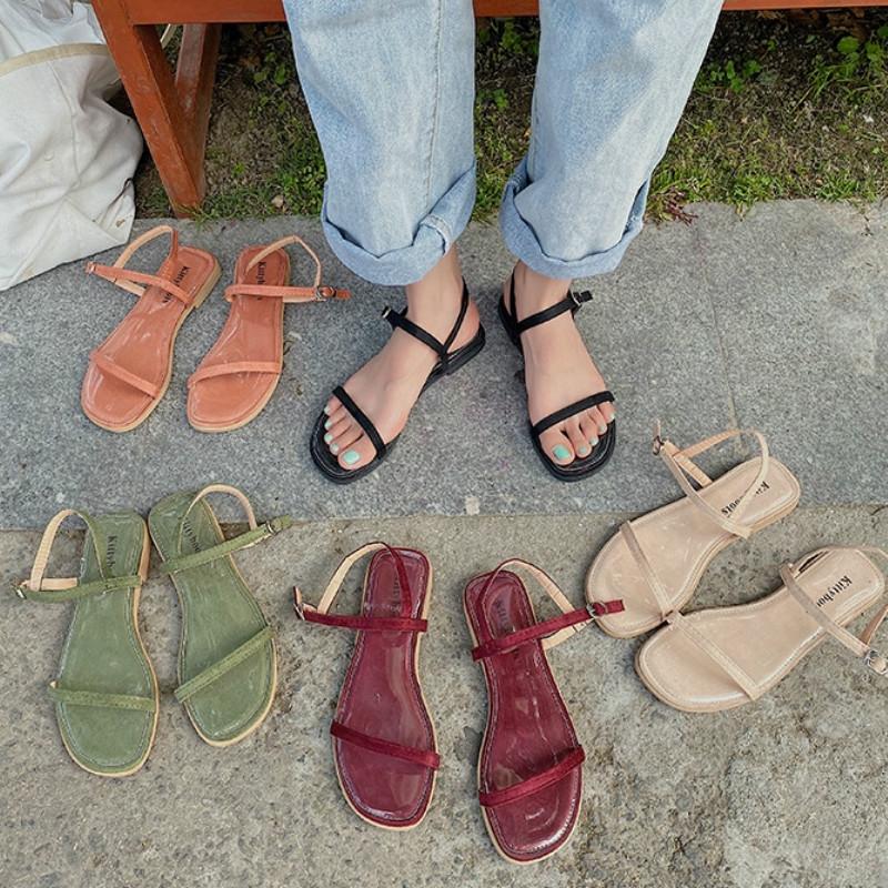 Giày sandal đế bằng hở ngón xinh xắn thời trang cho nữ