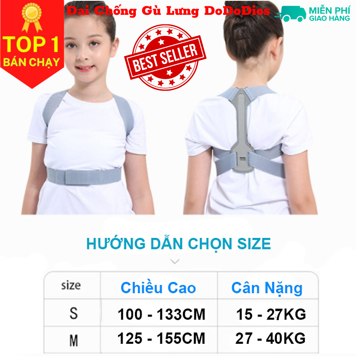 Hình ảnh đai chống gù lưng cho trẻ em Cân Nặng Từ 15kg Đến 40Kg mi04 - chính hãng DoDoDios