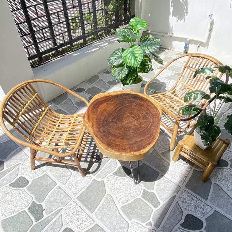 Bộ bàn ghế mây sò tự nhiên phù hợp cho quán Cafe / Ban công gia đình / khách sạn / Homestay - Ghế không kèm nệm