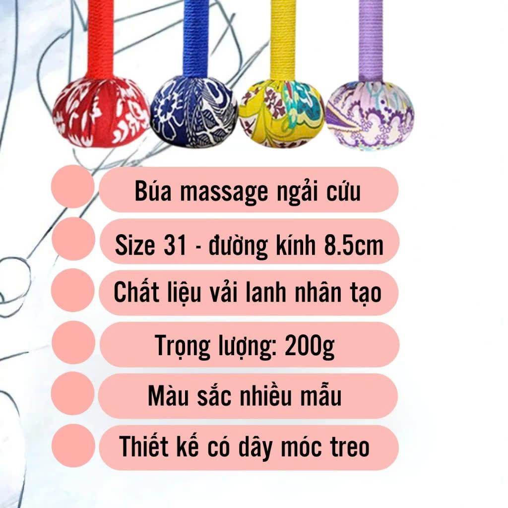 Búa Ngải Cứu Thảo Dược Massage – Gậy Đấm Lưng Cổ Vai Gáy, Thư Giãn Cơ Thể - HÀNG CHÍNH HÃNG MINIIN