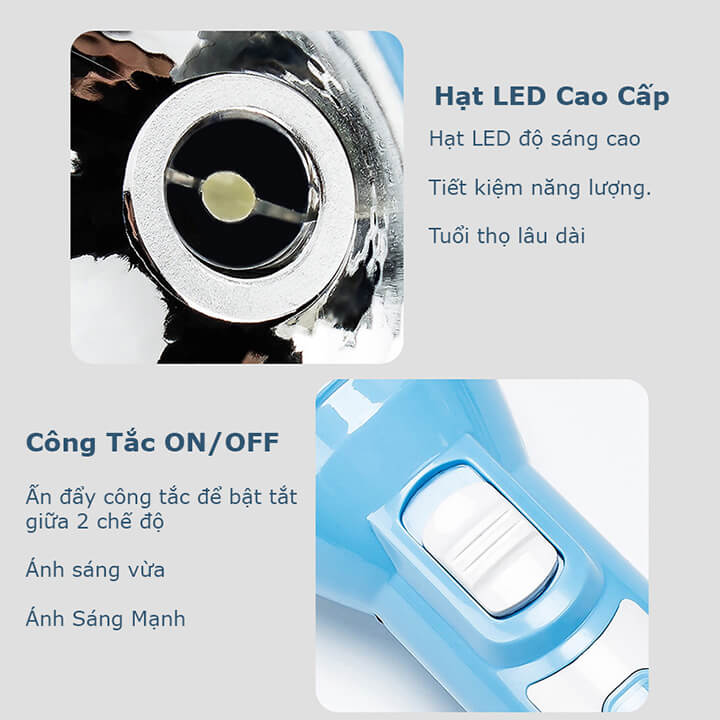 Đèn pin cầm tay siêu sáng 2 chế độ, pin trâu, đèn pin Led cầm tay chiếu xa cho gia đình - SS6108
