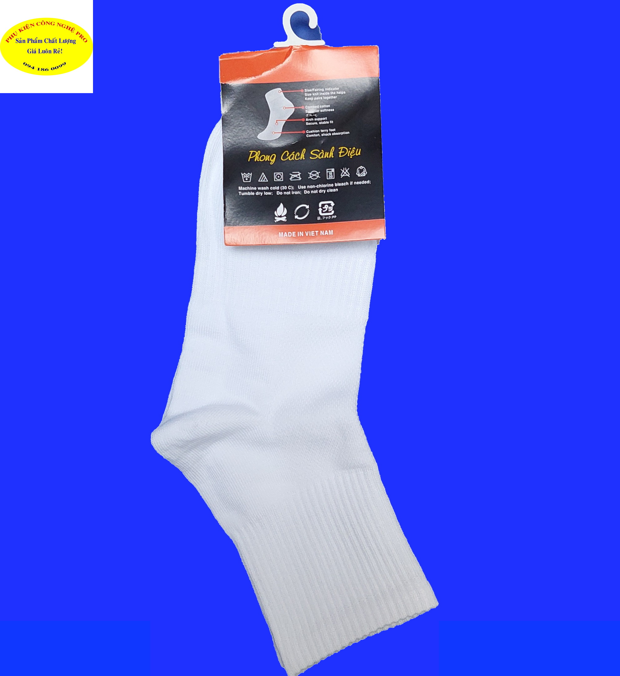 TẤT VỚ NAM Loại cổ cao Dài  33cm Không in chữ Thương hiệu HÀNG VIỆT SOCKS Chất liệu thun cotton, co giãn, Thoáng mát