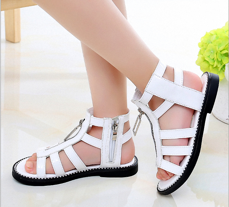 Sandal chiến binh cổ thấp cho bé gái 3 - 12 tuổi  khóa kéo tiện dụng đi học đi chơi - SA054