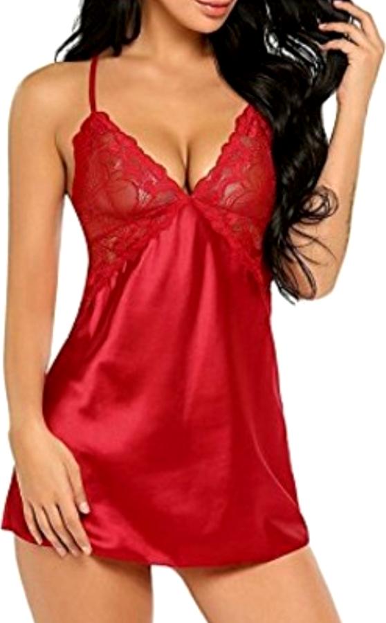 Váy ngủ dây chéo phi bóng phối ren kèm quần lọt khe VN11 , Freesize