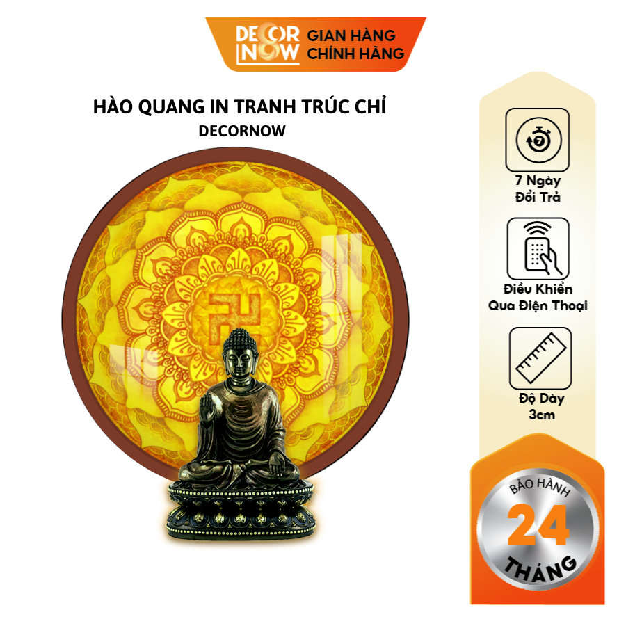 Đèn Hào Quang Phật In Tranh Trúc Chỉ DECORNOW 30,40 cm, Trang Trí Ban Thờ, Hào Quang Trúc Chỉ HÌNH PHẬT DCN-TC53