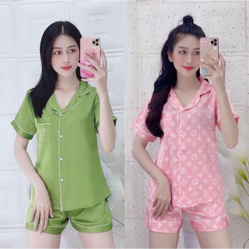 Size L-XL Bộ pijama LỤA SATIN ĐÙI cao cấp, có túi quần