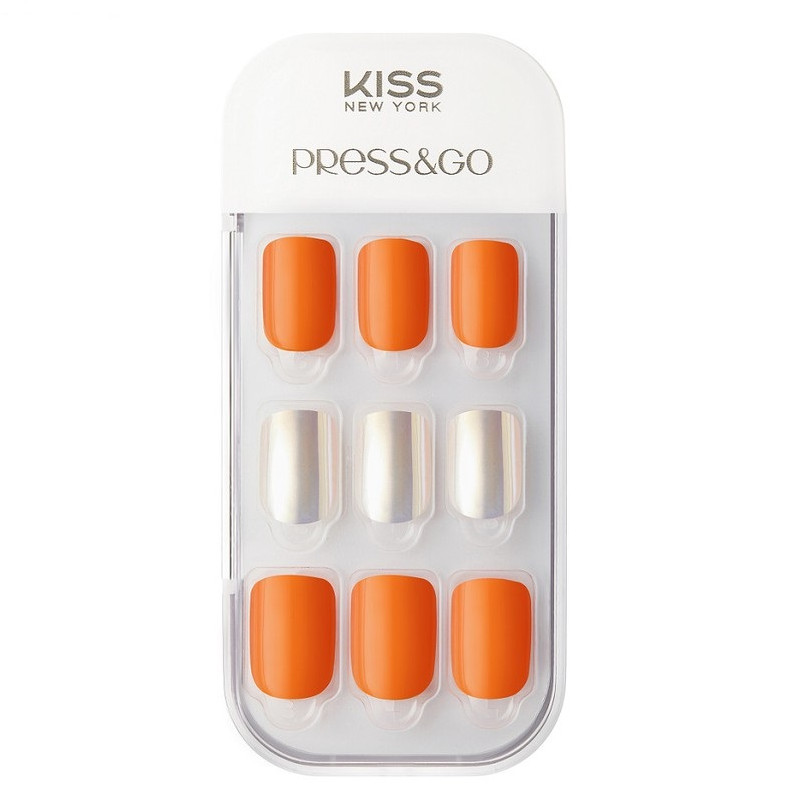 Bộ 30 Móng Tay Gel Dán Press &amp; Go Kiss New York Nail Box - Warm Orange (KPNA08K)