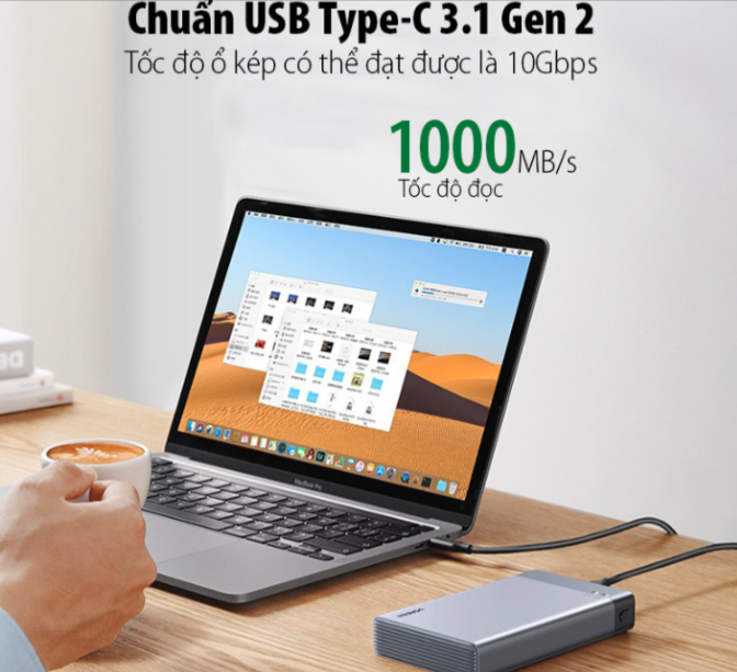 Ugreen 80857 USB Type C 3.1 Gen2 2.5inch hộp ổ cứng sata nối với máy tính kèm dây cáp 2 đầu C Cm381  Hàng chính Hãng