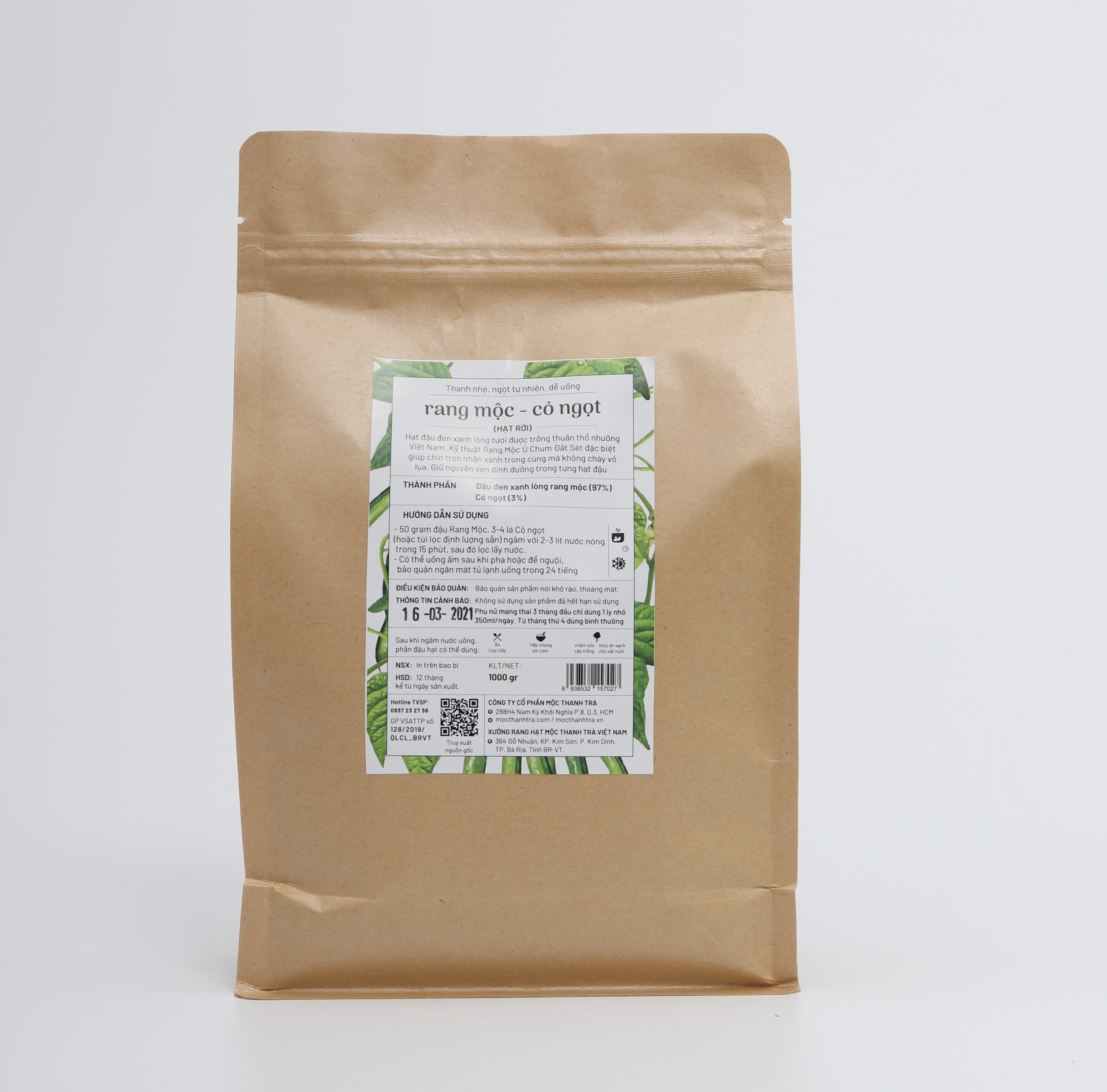 Đậu Đen Xanh Lòng Rang Mộc_Cỏ Ngọt 1kg Hạt Rời