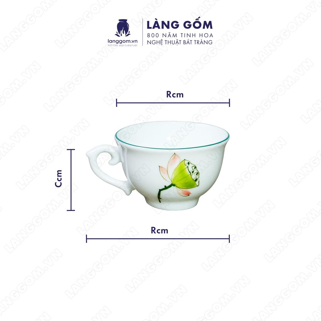 Bộ ấm chén phú quý vẽ đài sen - Gốm sứ Bát Tràng - LÀNG GỐM