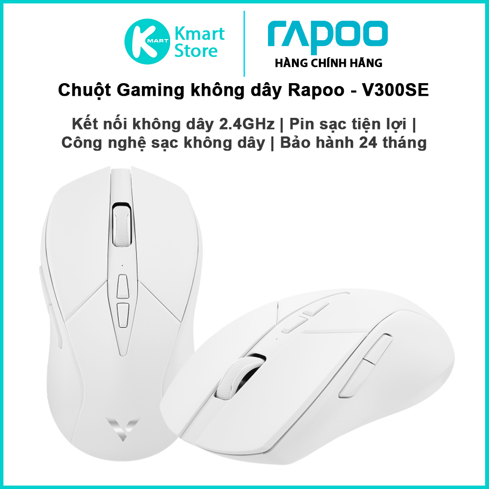 Chuột không dây Gaming Rapoo V300SE | Kết nối không dây 2.4GHz | Pin sạc tiện lợi , sạc không dây - Hàng Chính Hãng