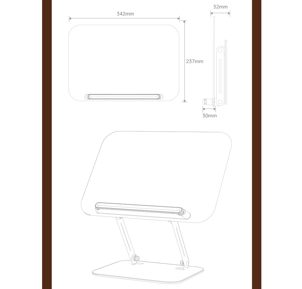 Giá Đọc Sách, Kiêm Giá Đỡ Laptop Tablet Xoay 360 Độ - Điều Chỉnh Độ Cao Góc Nhìn Đến 180 Độ.
