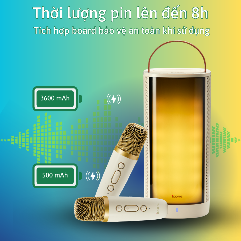 Bộ Loa Mic Karaoke Bluetooth iCore - Hàng chính hãng