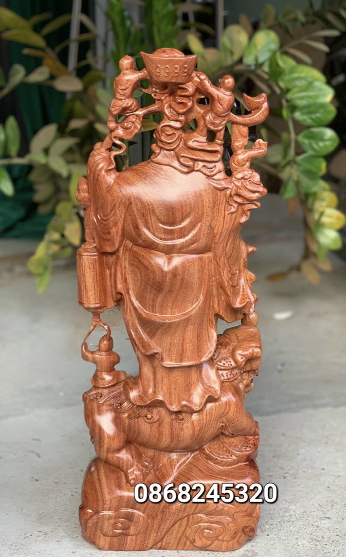 Tượng phật di lặc ngũ phúc trấn nghê bằng gỗ hương đá kt cao 60cm