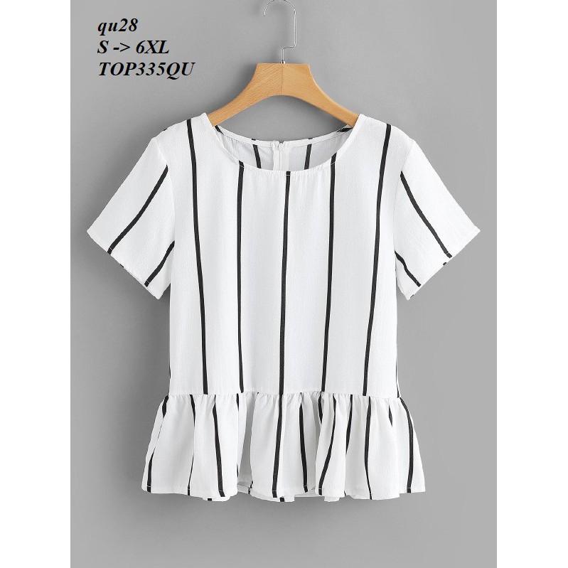 TOP248 ÁO KIỂU PEPLUM SỌC KẺ