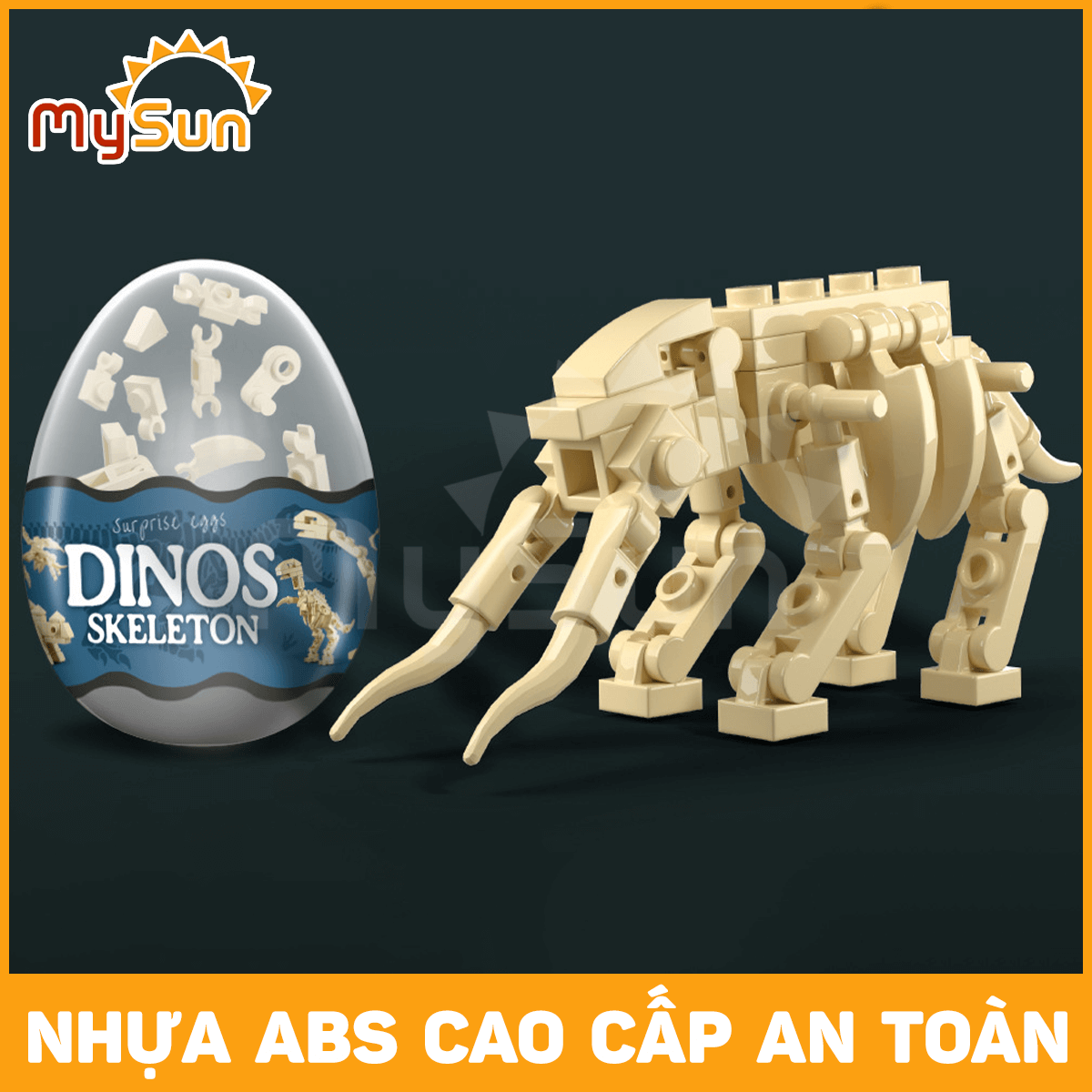 Mô hình trứng hóa thạch khủng long đồ chơi mini cho bé lắp ghép xếp MySun