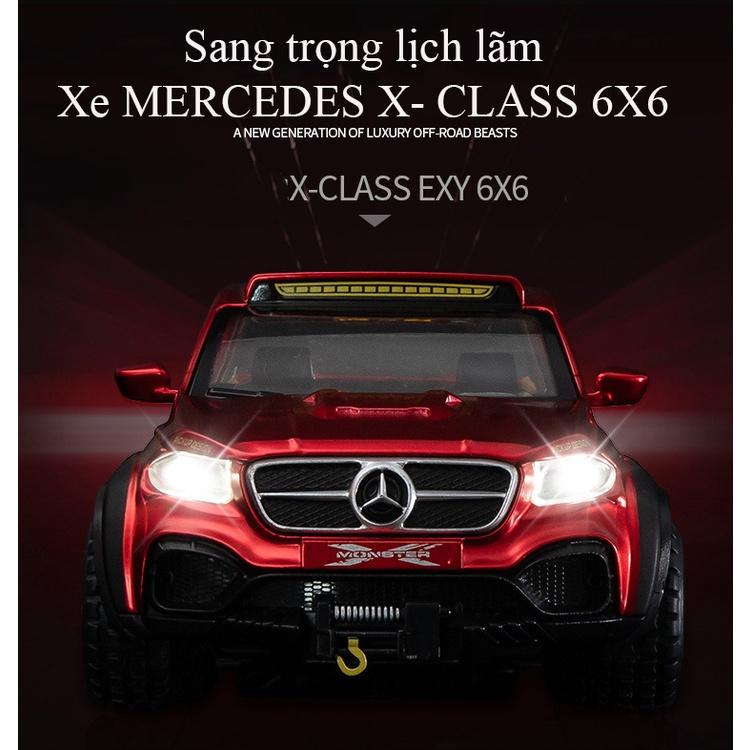 Mô hình xe Mercedes Benz X-CLASS EXY 6X6 bằng hợp kim nguyên khối có 4 đèn led và âm thanh mở được 6 cửa chạy cót