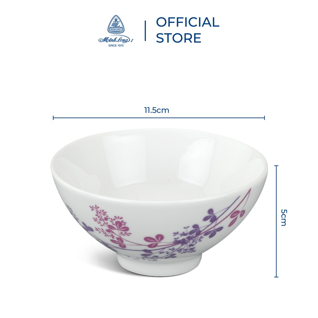 Bộ 10 chén cơm 11.5 cm - Daisy - Cỏ Tím - Gốm sứ cao cấp Minh Long - Quà tặng tân gia, bạn bè, đối tác, gia đình