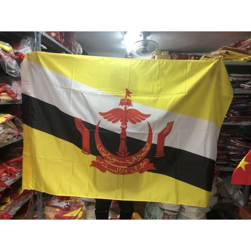 Quốc kỳ Brunei in thẩm thấu 1 lớp vải 1x1,5m