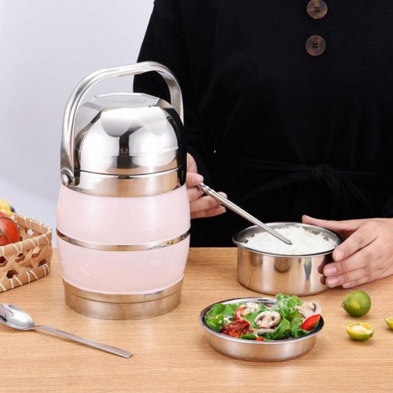 Cặp Lồng Cơm Ruột Inox Cao Cấp 3 Tầng Giữ Nhiệt Tiện Lợi Cho Dân Văn Phòng