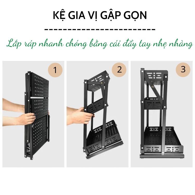 Kệ đựng gia vị 3 tầng gấp gọn để đồ nhà bếp đa năng thông minh_Nutosan