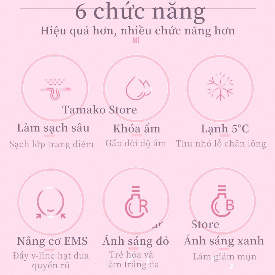 Máy chăm sóc và trẻ hóa da công nghệ massage nóng lạnh, ems, ion - + , di chất DM-818