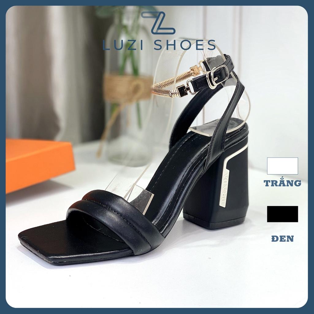 Giày cao gót nữ đế vuông 9cm, giày sandal quai ngang bản may giữa siêu hot 2022