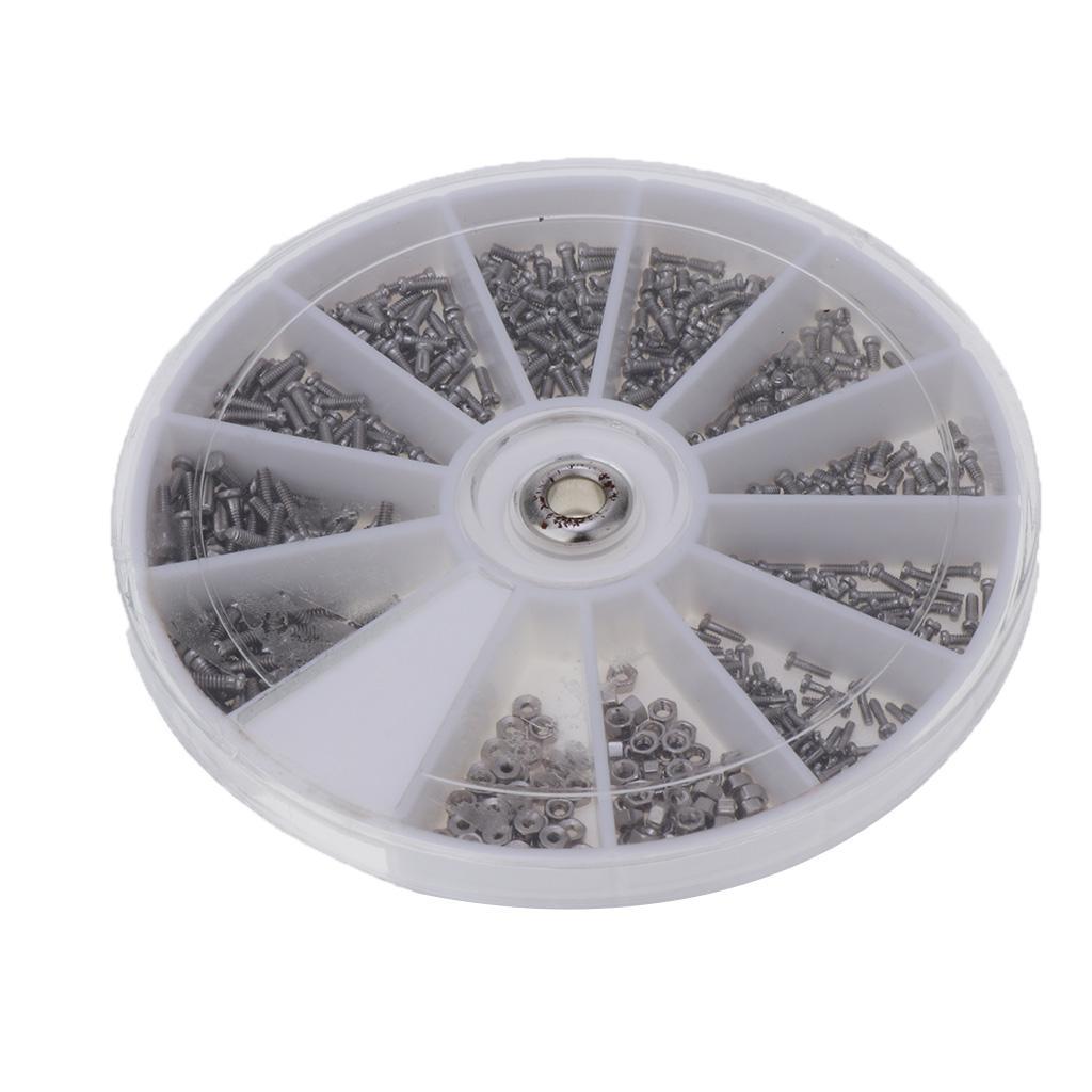 600Pcs in 1 Kit Rivet Heads Screws Nuts Round Plastic Case Stainless Steel