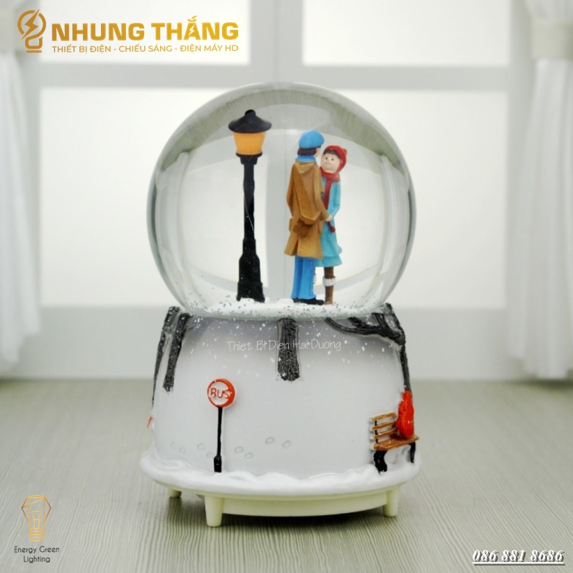 Quả Cầu Tuyết Phát Nhạc Đôi Tình Nhân Ngồi Thuyền Lãng Mạn - Quà Tặng Ý Nghĩa Tình yêu Tỏ tình