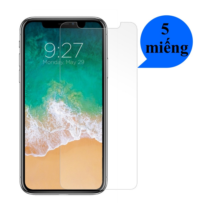 Combo bộ 5 miếng kính cường lực 9H dán màn hình cho iPhone X/XS