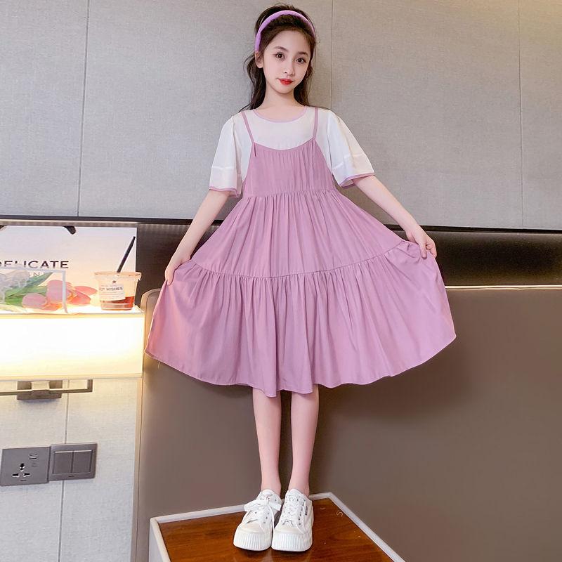 DIYIWEI Cô gái ăn mặc mùa hè 2023 phong cách phương Tây lớn bé lưới váy trẻ em mỏng giả hai váy công chúa