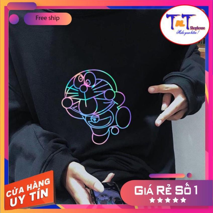 AS16 Áo Sweater Unisex ️/Áo nỉ Ulzzang phản quang unisex dài tay nam nữ - Doremon Lè Lưỡi