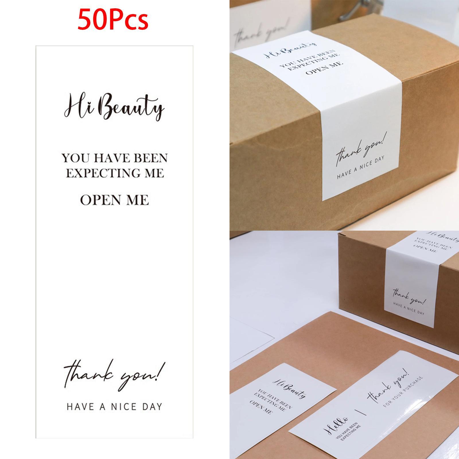 Box Seal Sticker, 50pcs, Rectangle Package Labels, Decorative Baking Sealing Decals for Small Business Gift Packaging Customer Mailer Box Retail Bag